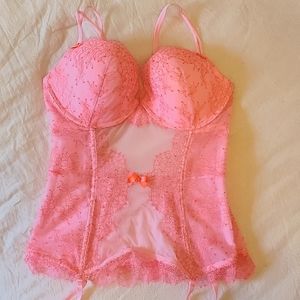 Victorias Secret Pink Lace Bustier 36D